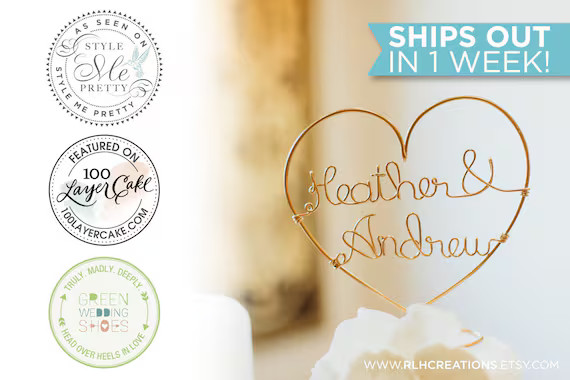 Personalized Heart Cake Topper / Custom Wire Cake Topper / Heart Wire Cake Topper / Custom Name C... | Etsy (US)