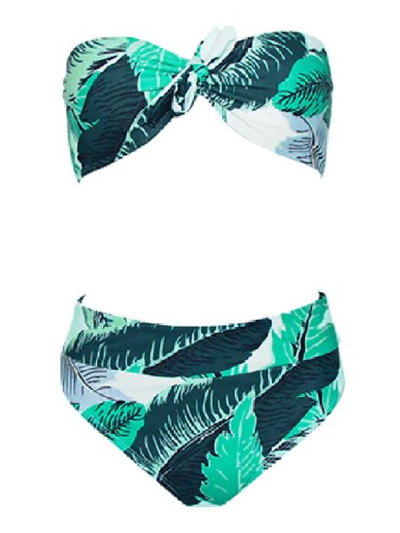 'Vanna' Palm Print Tied Front Bikini Set | Goodnight Macaroon