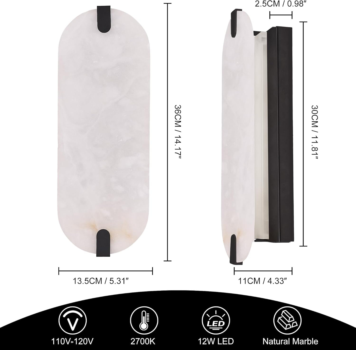 ZEROUNO 14.2 inch Alabaster Wall Sconces, Natural Marble Wall lamp,Dimmable Alabaster Wall Light ... | Amazon (CA)