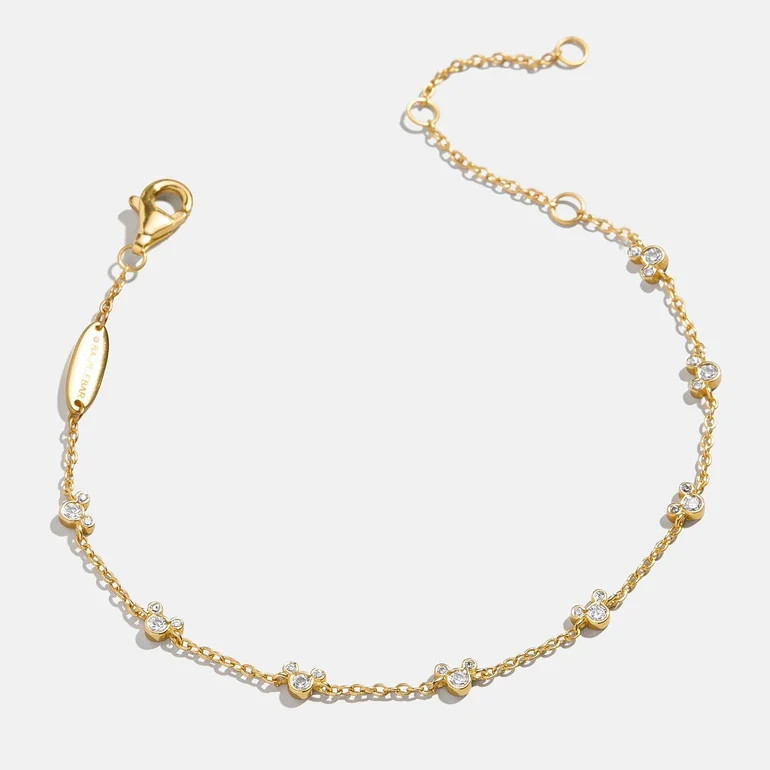 Mickey Mouse Disney 18K Gold Plated Sterling Silver Bracelet - Gold/Pa | BaubleBar