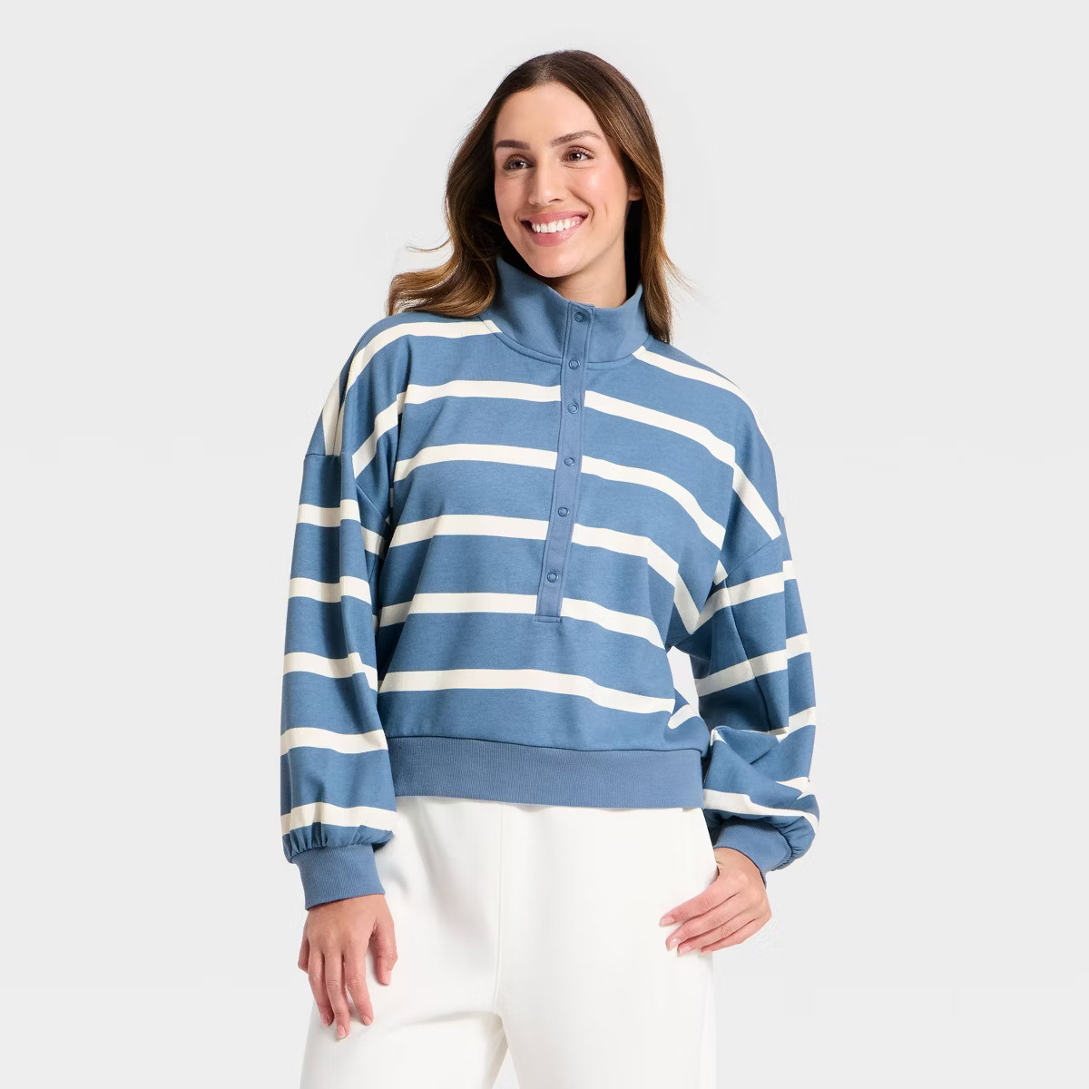 Women's Active Comfort French Terry Henley Sweatshirt - All In Motion™ | Target