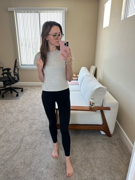 My comfy WFH outfit today that I’m also wearing to spin class later! These leggings are my fave - so soft and are perfect for lounge or working out. Wearing a small in the leggings & top 

#LTKFindsUnder100 #LTKFitness