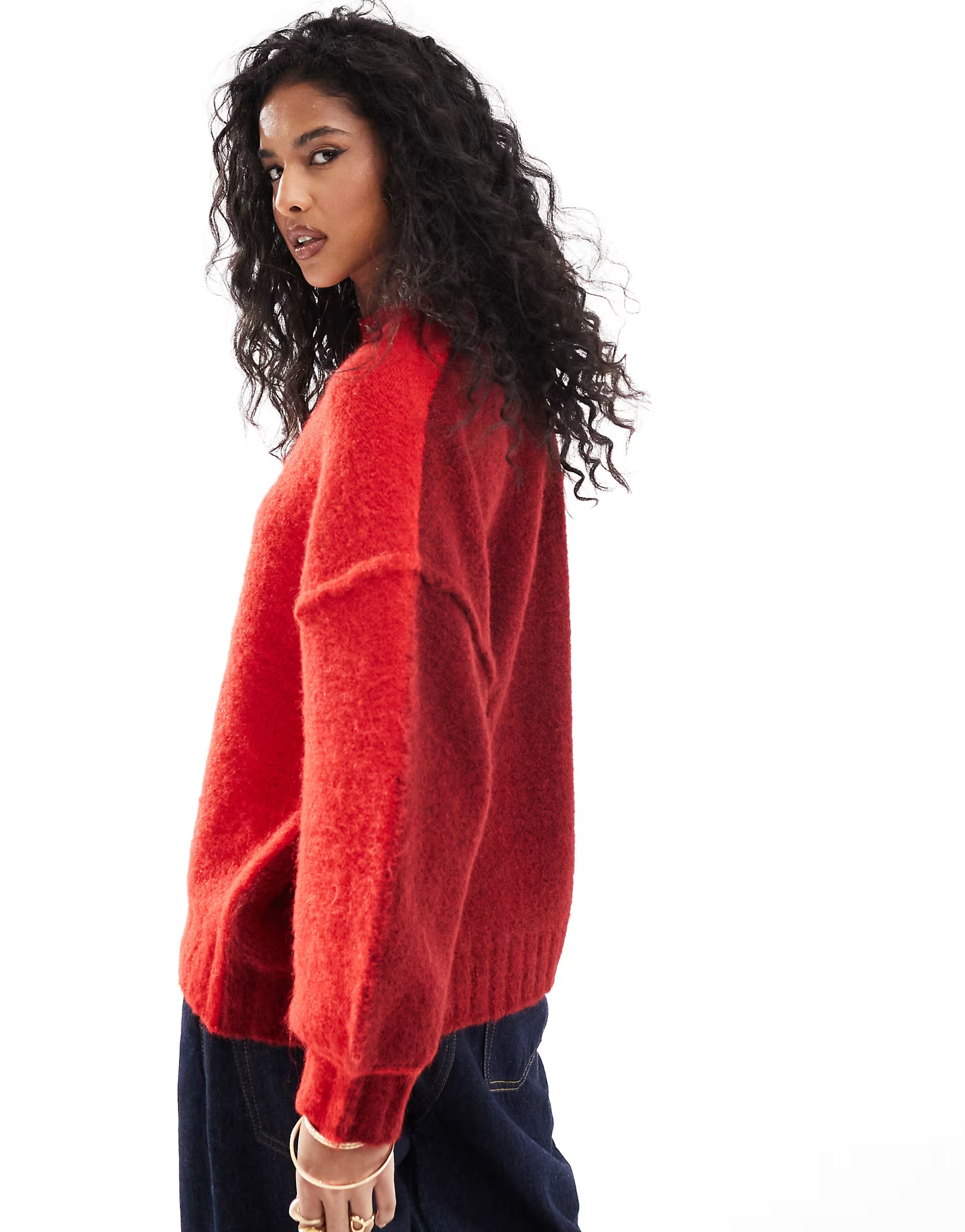 ASOS DESIGN oversized crew neck sweater in red and burgundy | ASOS (Global)