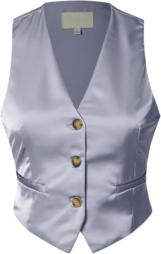 Design by Olivia Women's Fully Lined Button Up V-Neck Tuxedo Suit Vest Waistcoat | Amazon (US)