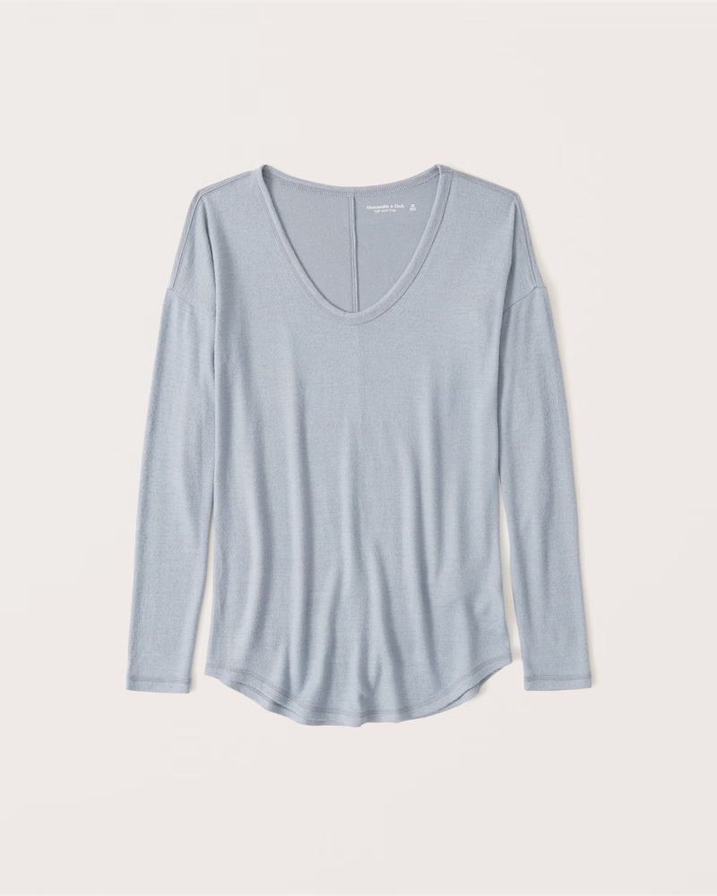 Women's Cozy Long-Sleeve V-Neck Legging Tee | Women's New Arrivals | Abercrombie.com | Abercrombie & Fitch (US)