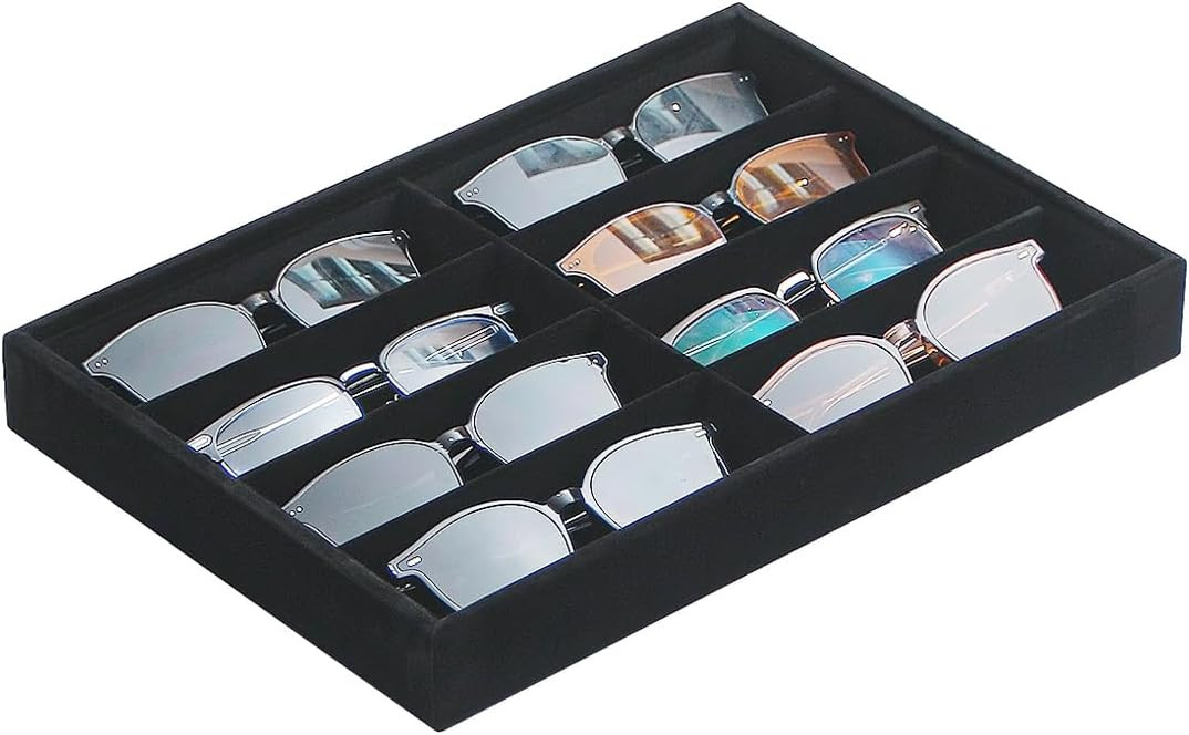 Coward Sunglass Organizer, Black Velvet Glasses Trays, Eyeglasses Watches Jewelry Display - Men W... | Amazon (US)