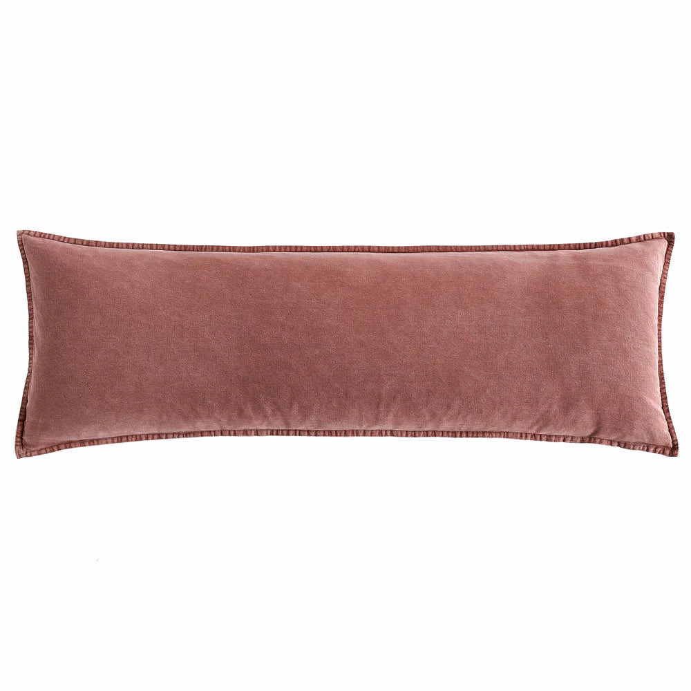 Cotton Stonewashed Canvas Long Lumbar Pillow Sarsaparilla | Mintly Home