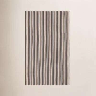 Rish Ticking Stripe Grey/Ivory Handwoven Indoor/Outdoor Rug | Wayfair North America