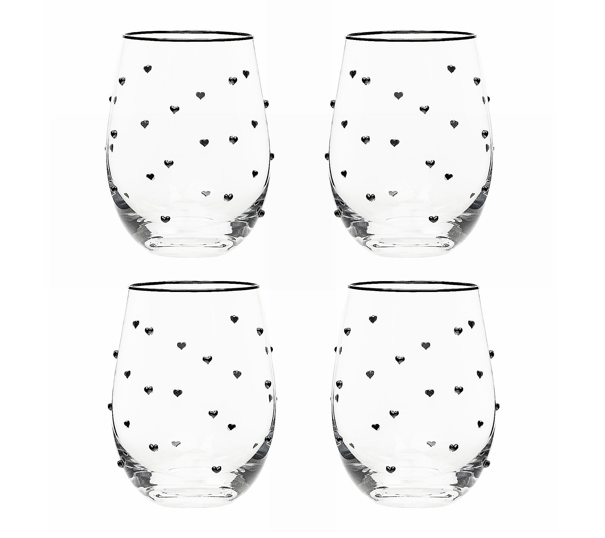 10 Strawberry Street Set of 4 Heart Stemless Wi ne Glass | QVC