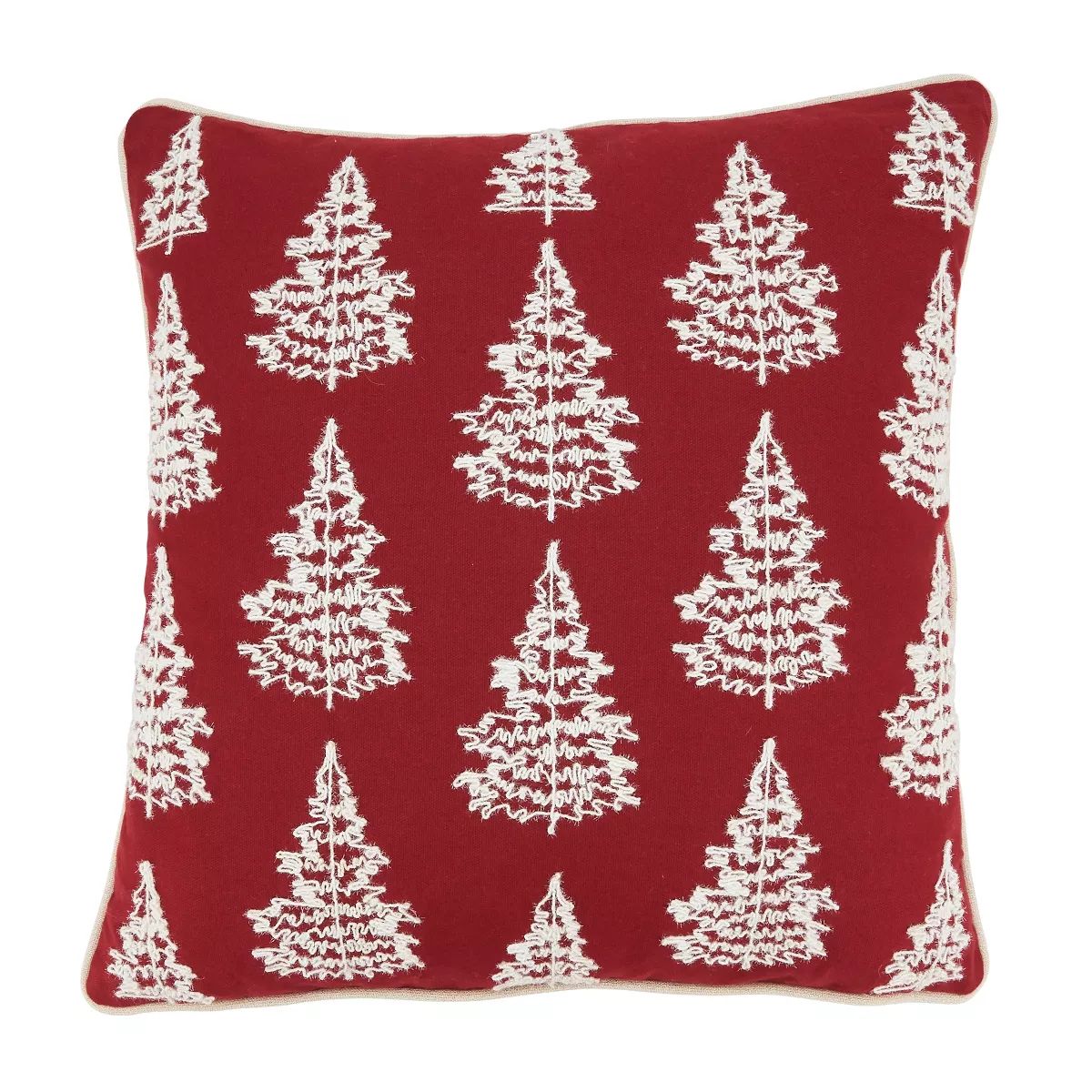 Saro Lifestyle Winter Wonderland Christmas Trees Poly Filled Throw Pillow, 18", Red | Target