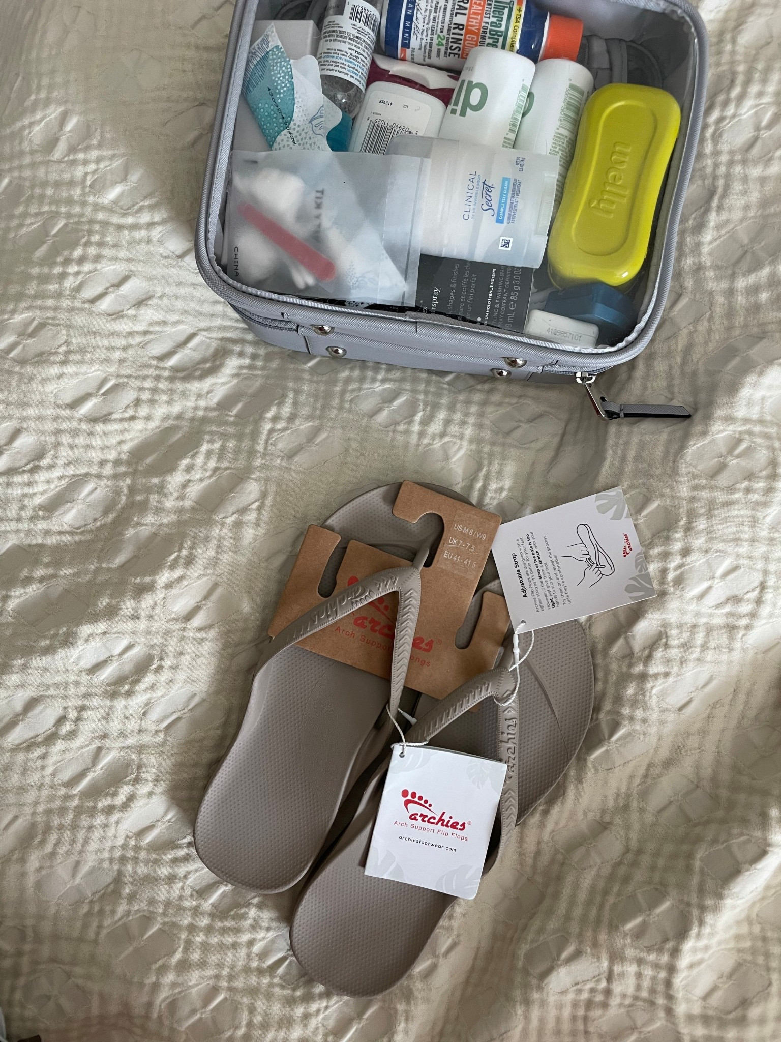 Two travel non-negotiables: 

1. Comfortable footwear and as a woman (who just turned 40) arch support is everything. Archies > 

2. This toiletry case. I’ll be honest…. I scoffed at the price when it first came recommended, but I saw it repeat on travel favorites lists often enough that it was worth the try. Now that it’s been on at least a dozen trips I can confirm there’s not a chance I’m traveling without it. The medium size is perfect IMO for packing every toiletry, skincare, and even makeup. Small if you’re a minimalist, get the large if you’re a schlepper. 

#LTKTravel