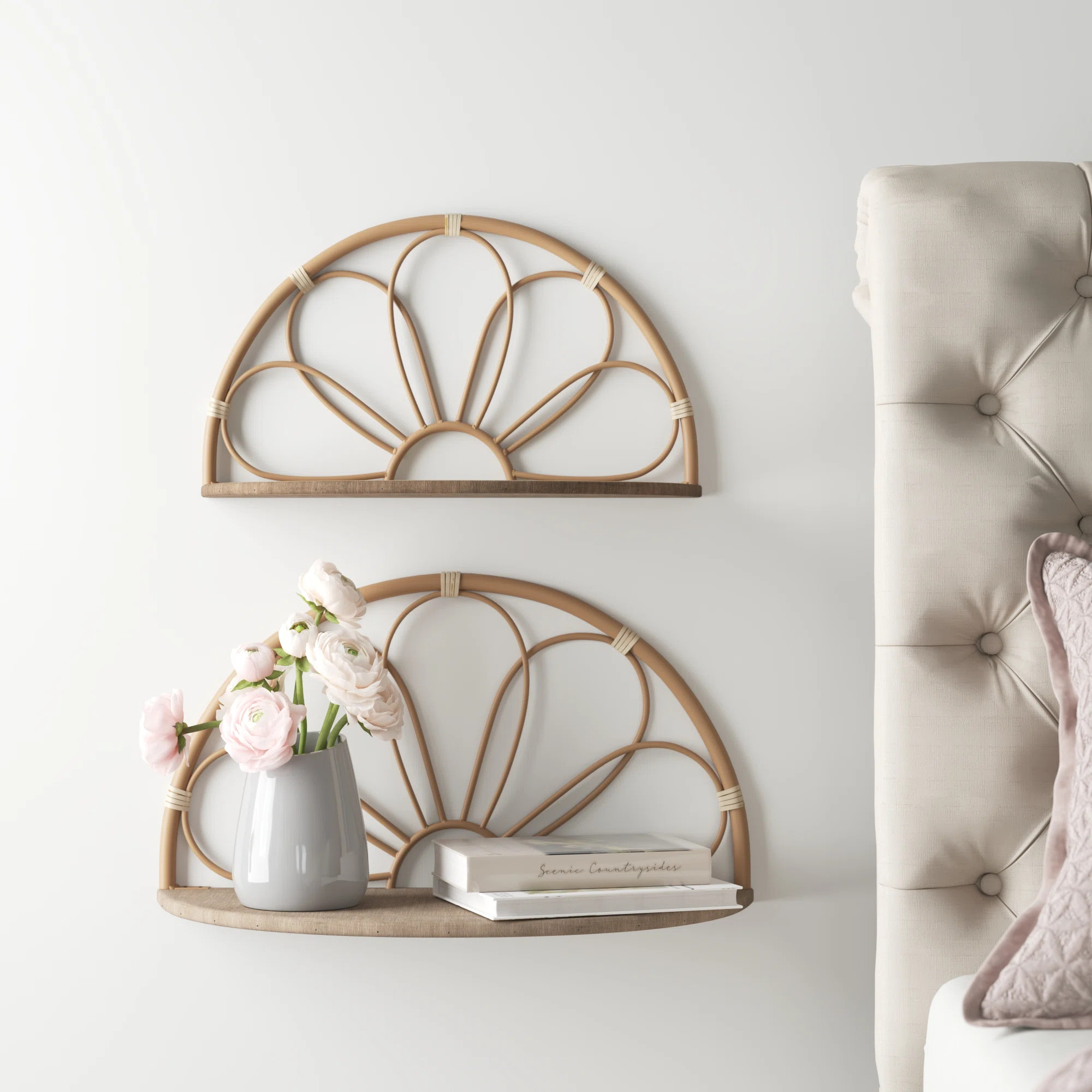Kelly Clarkson Home Boho Coastal Set of 2 Metal Flower Arched Wall Shelves - 24" x 10" x 13" | Wa... | Wayfair North America