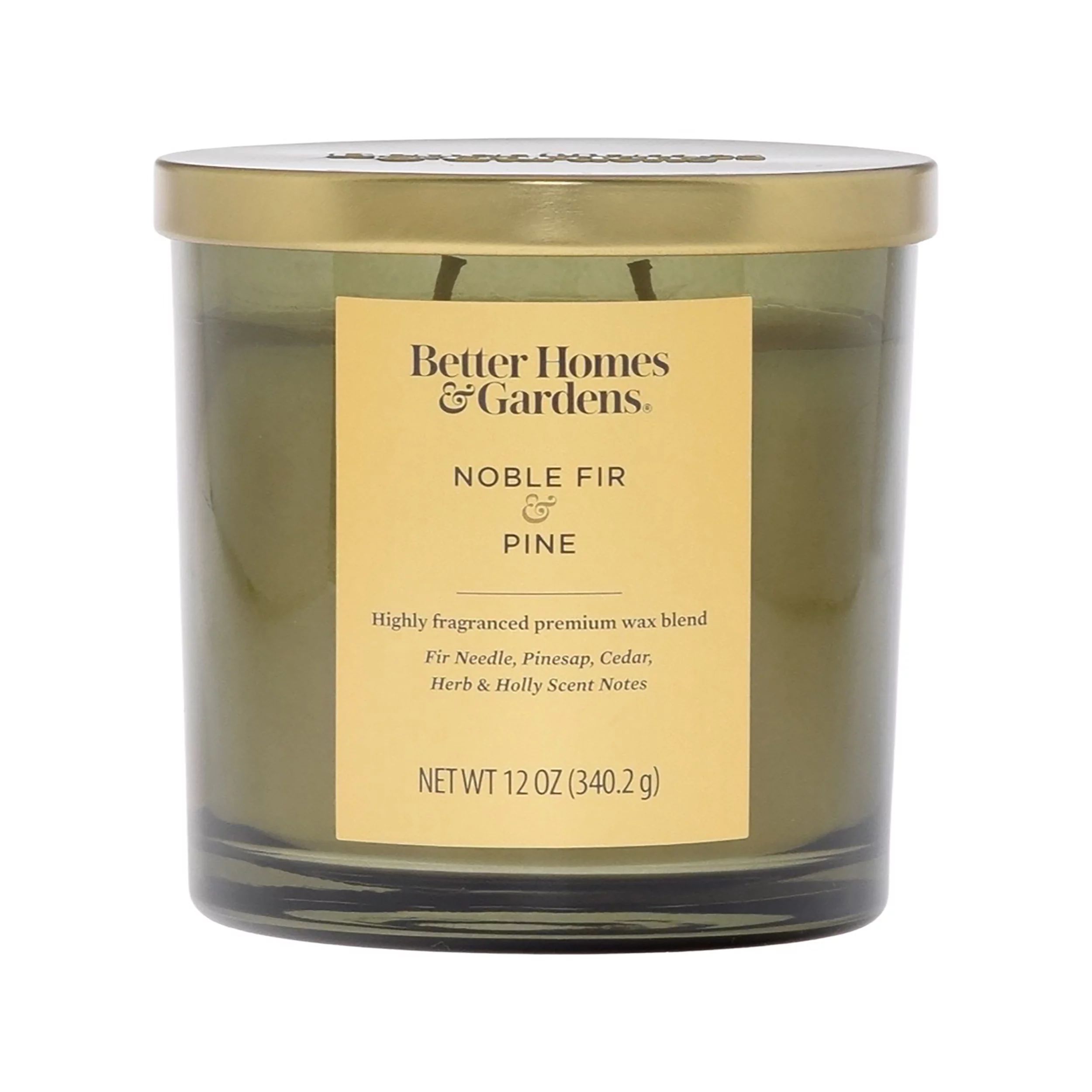 Better Homes & Gardens 12oz Noble Fir & Pine Scented 2-Wick 12oz Shiny Jar Candle - Walmart.com | Walmart (US)