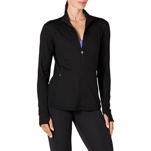 Amazon Essentials Women's Fleece Full-Zip Jacket - Brushed Tech Stretch, Black, Large (Available in Plus Size) | Amazon (US)