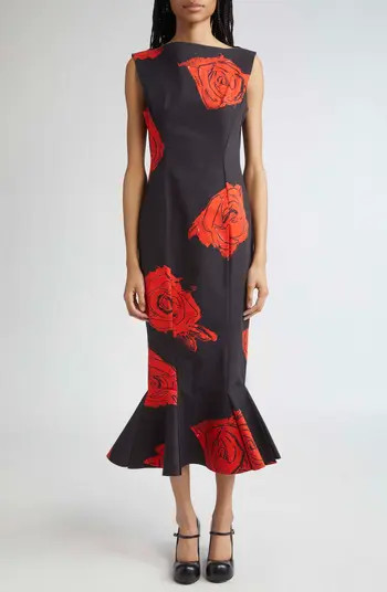 Juno Floral Print Compact Cotton Poplin Dress | Nordstrom