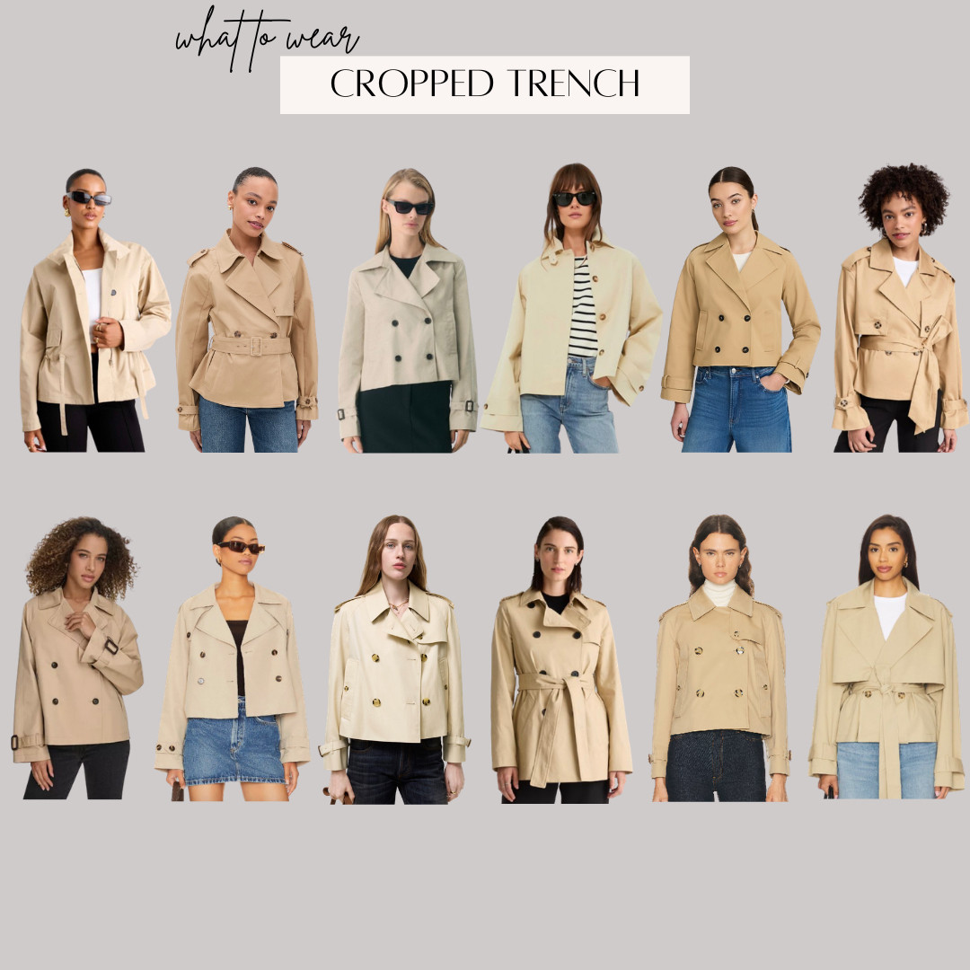 Rounded up selection of Cropped Trench Coats- perfect for transitional weather, or mornings when you still need a jacket- pair with workwear or baseball hat and leggings for weekend 

 

#LTKootd #LTKU #LTKWorkwear