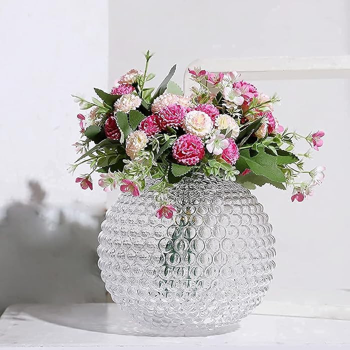 Magcolor Small Glass Round Vase for Weddings,Ribbed Crystal Glass Vase,Events, Decorating, Arrang... | Amazon (US)