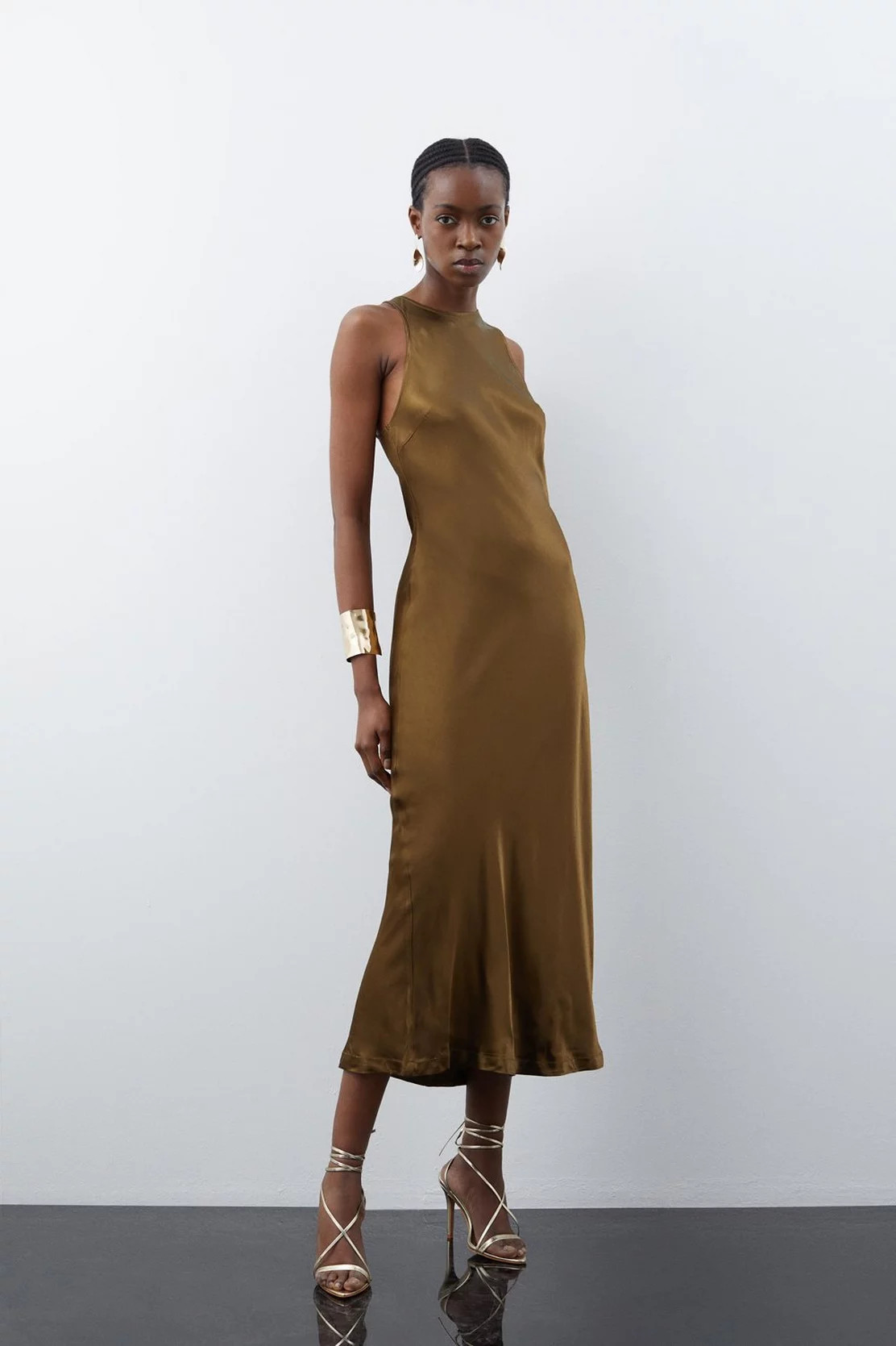Satin Woven Column Maxi Dress | Karen Millen UK + IE + DE + NL