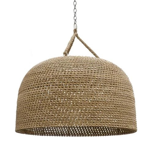 Palecek Green Oaks Coastal Beach Woven Rattan Frame Ceiling Pendant | Kathy Kuo Home