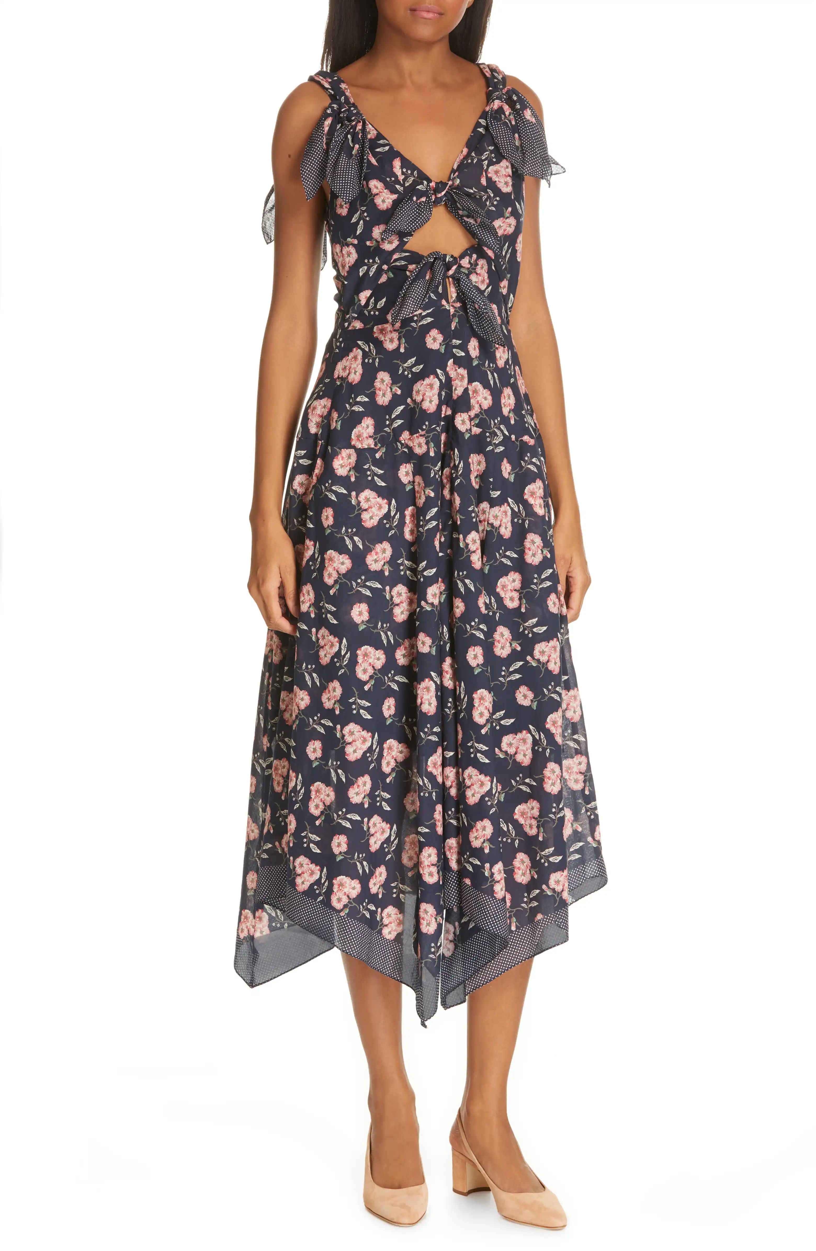 La Vie Rebecca Taylor Adelle Floral Tie Detail Dress | Nordstrom | Nordstrom