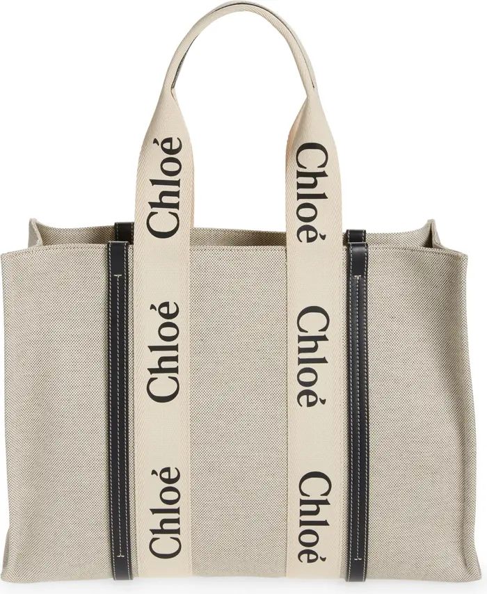 Chloé Large Woody Logo Strap Canvas Tote | Nordstrom | Nordstrom