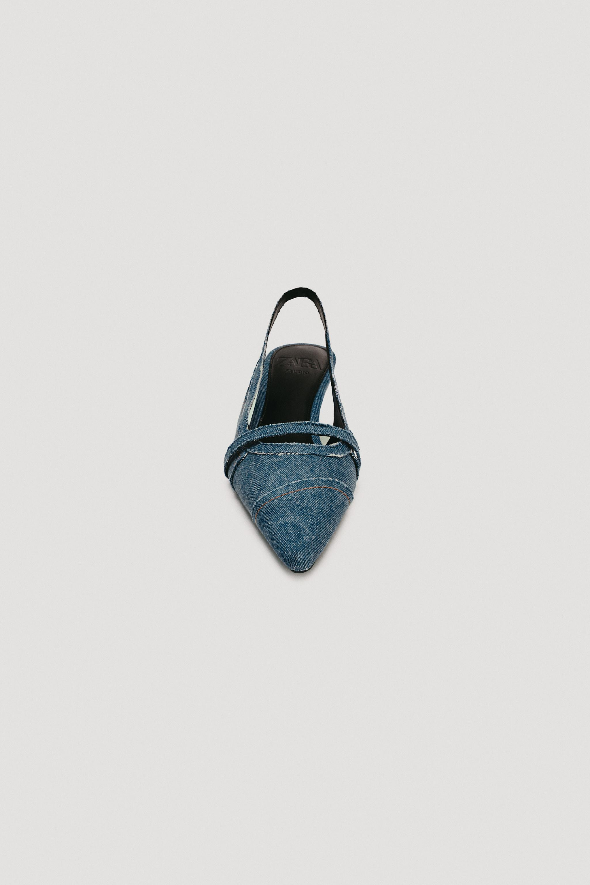 LIMITED EDITION DENIM KITTEN HEEL SLINGBACKS | Zara US
