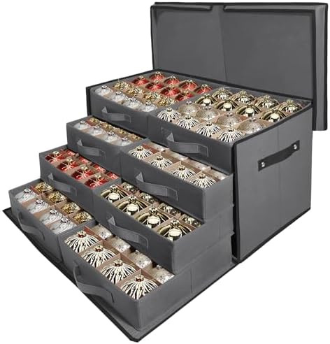 WDZREE Premium Large Christmas Ornament Storage,Box with Side Open, Drawer Style Trays - 3" Compa... | Amazon (US)