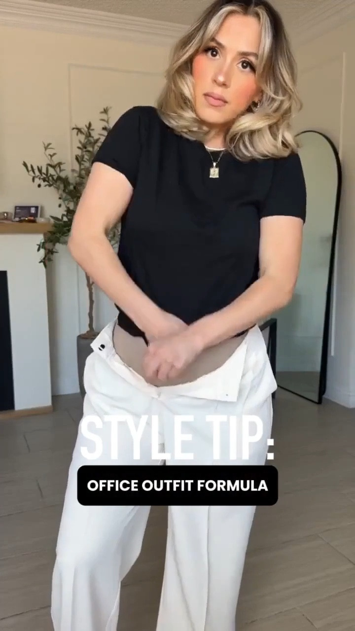Office outfit formula for my corporate girlies 😍

✔️ the trousers are from the same brand, same size just different color. The first ones are in BEIGE the second ones are in LIGHT GREY. | I'm wearing them in SMALL LONG THIN (I'm 5'2) and I can wear them comfortably with a 3 inch heel or sneakers. 

✔️ I promise you that these crewneck T-shirts are not like the rest. These are good quality very nice T-shirts that look very professional. They're not vintagey they're not very thin. They are a nice crisp quality.. 

#LTKgrwm #LTKootd #LTKWorkwear