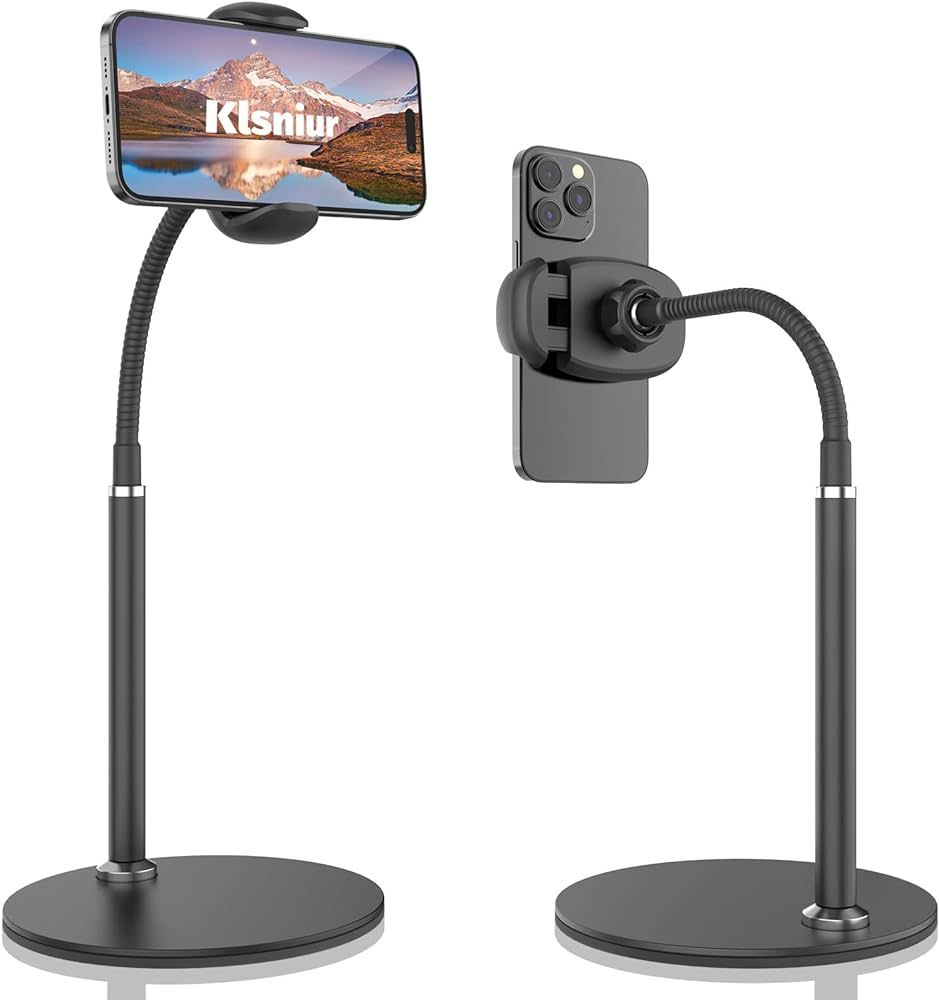 Cell Phone Stand, Adjustable Height & Angle Gooseneck Phone Stand for Desk Flexible Arm Universal... | Amazon (US)