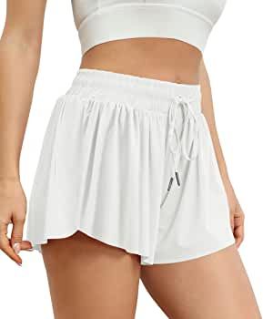 AUTOMET Womens 2 in 1 Flowy Running Shorts Casual Summer Athletic Workout Biker Shorts High Waist... | Amazon (US)