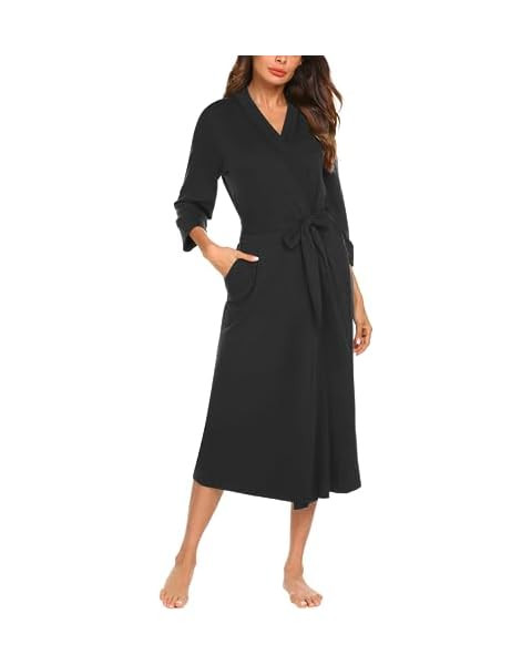 VINTATRE Women Kimono Robes Long Knit Bathrobe Lightweight Soft Knit Sleepwear V-neck... | Amazon (US)