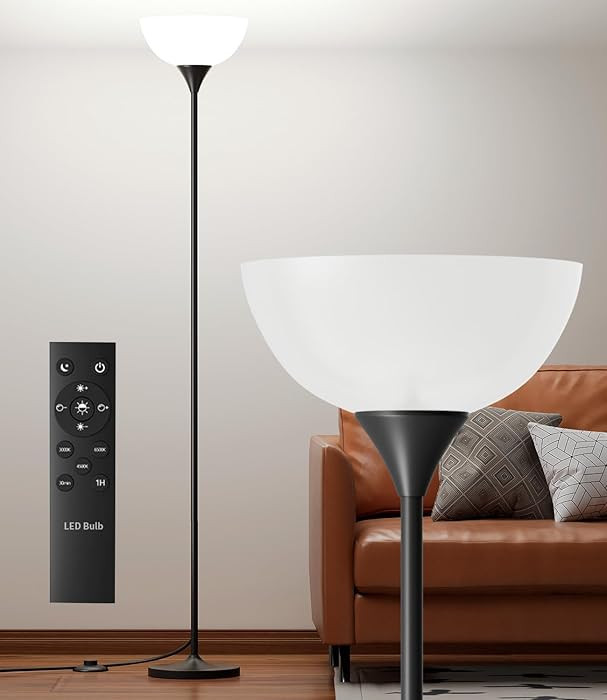 Luckystyle Torchiere Floor Lamp,1200LM Super Bright Dimmable Standing Lamp with Remote and Foot S... | Amazon (CA)