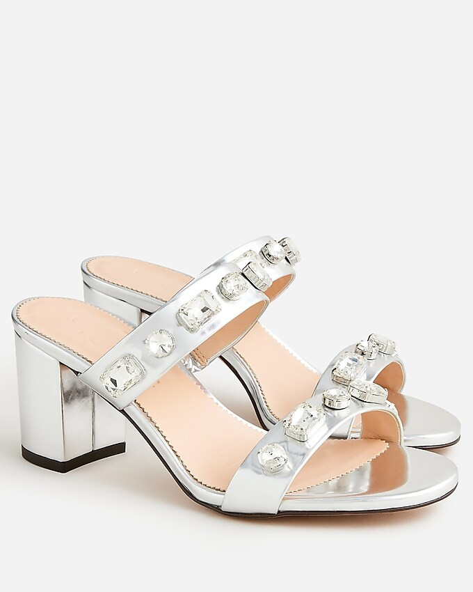 Lucie jeweled sandals in Italian metallic leather | J. Crew US