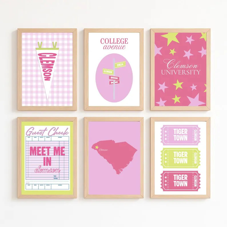 Customizable DIGITAL College Wall Art Prints Individual or Set of 6 | Etsy (Global)