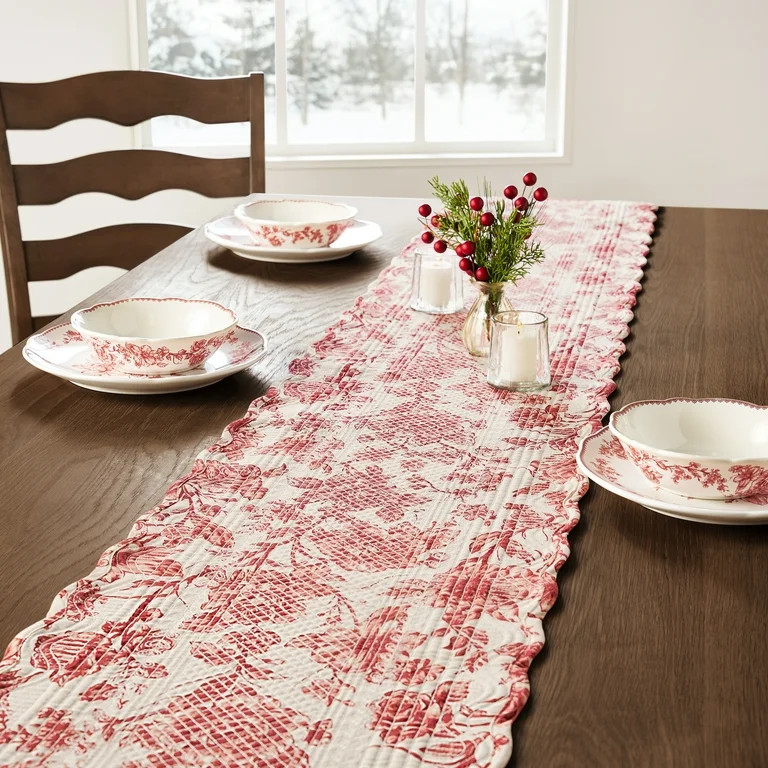 The Pioneer Woman Agatha Quilted Fabric Runner, Red, 14"W x 90"L | Walmart (US)