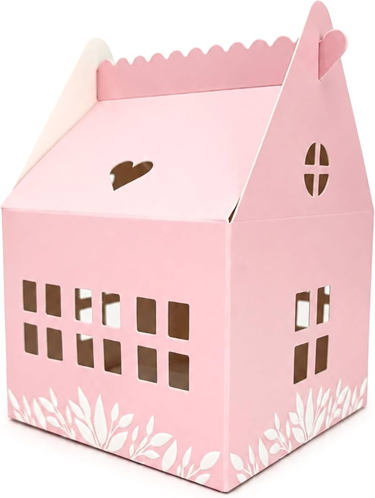 30 Pcs Cottage House Cookie Boxes with Window & Business Card Holder, Blush Pink, 4 x 4 x 6 in Ba... | Amazon (US)
