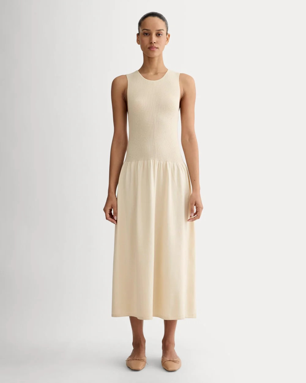 Everlane Knit Crew Dress In Birch, Size XL, Cotton/Viscose | Everlane