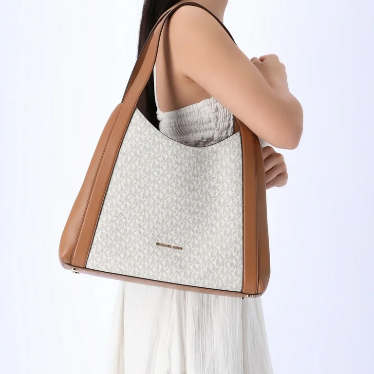 Michael Kors Rosemary Large Logo Shoulder Bag Tote Vanilla MK Signature Acorn | Walmart (US)