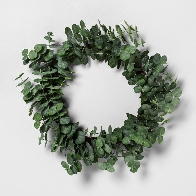 24" Faux Eucalyptus Wreath - Hearth & Hand™ with Magnolia: Indoor Farmhouse Decor, Unlit Polyester | Target