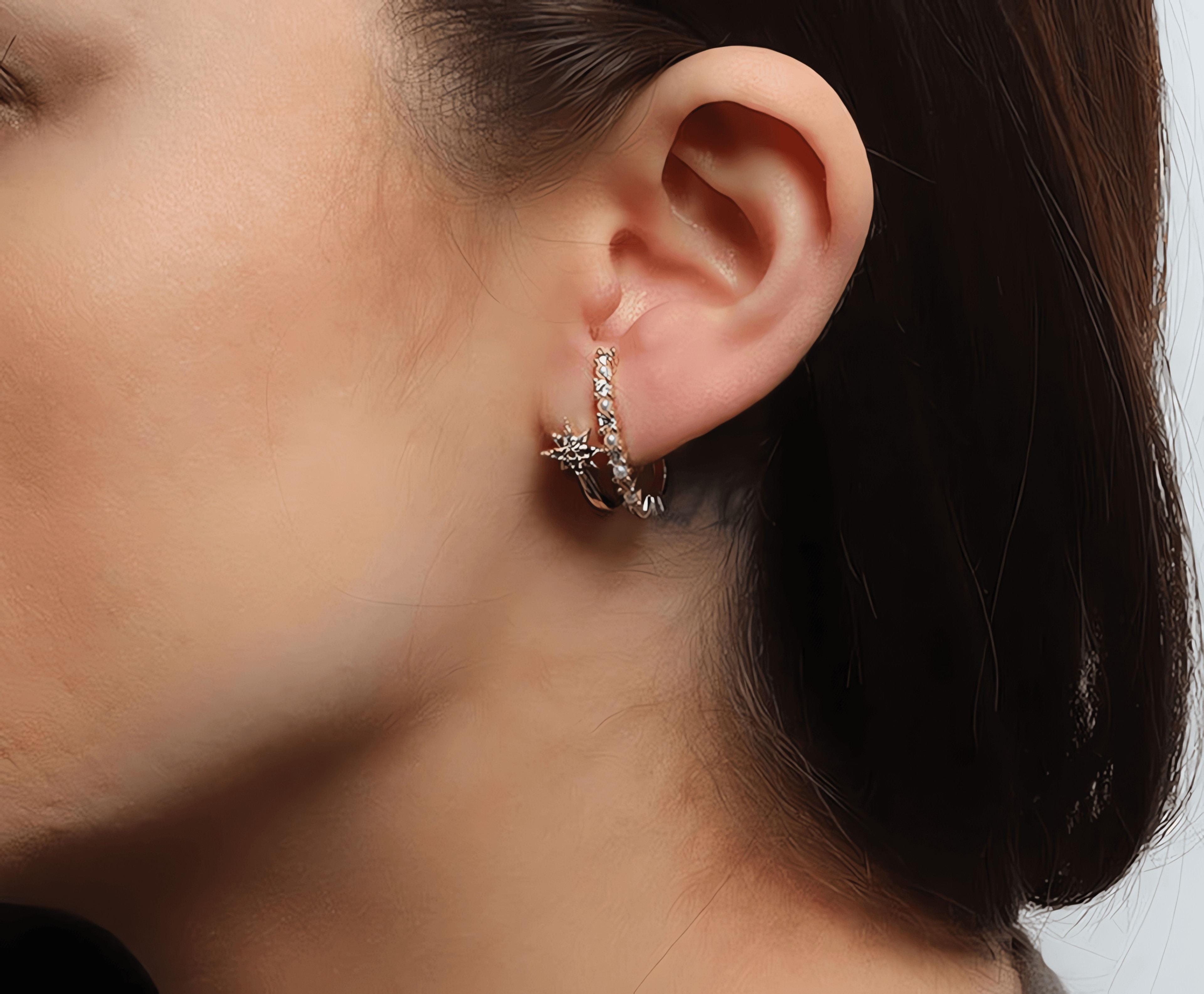 Star Pearl Double Huggie Earrings | Ritani