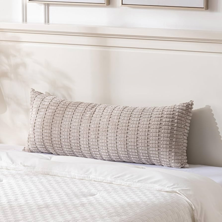 Fancy Homi Taupe Long Lumbar Decorative Throw Pillow Covers 14x36 Inch for Bed Couch Bed Sofa, Ru... | Amazon (US)