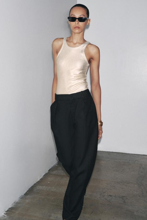 METALLIC RIBBED BODYSUIT | Zara UK