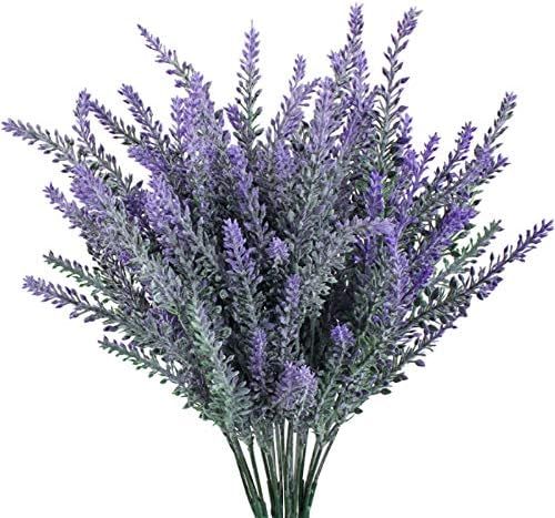 GTIDEA 4pcs Artificial Flowers Flocked Plastic Lavender Bundle Fake Plants Wedding Bridle Bouquet... | Amazon (US)