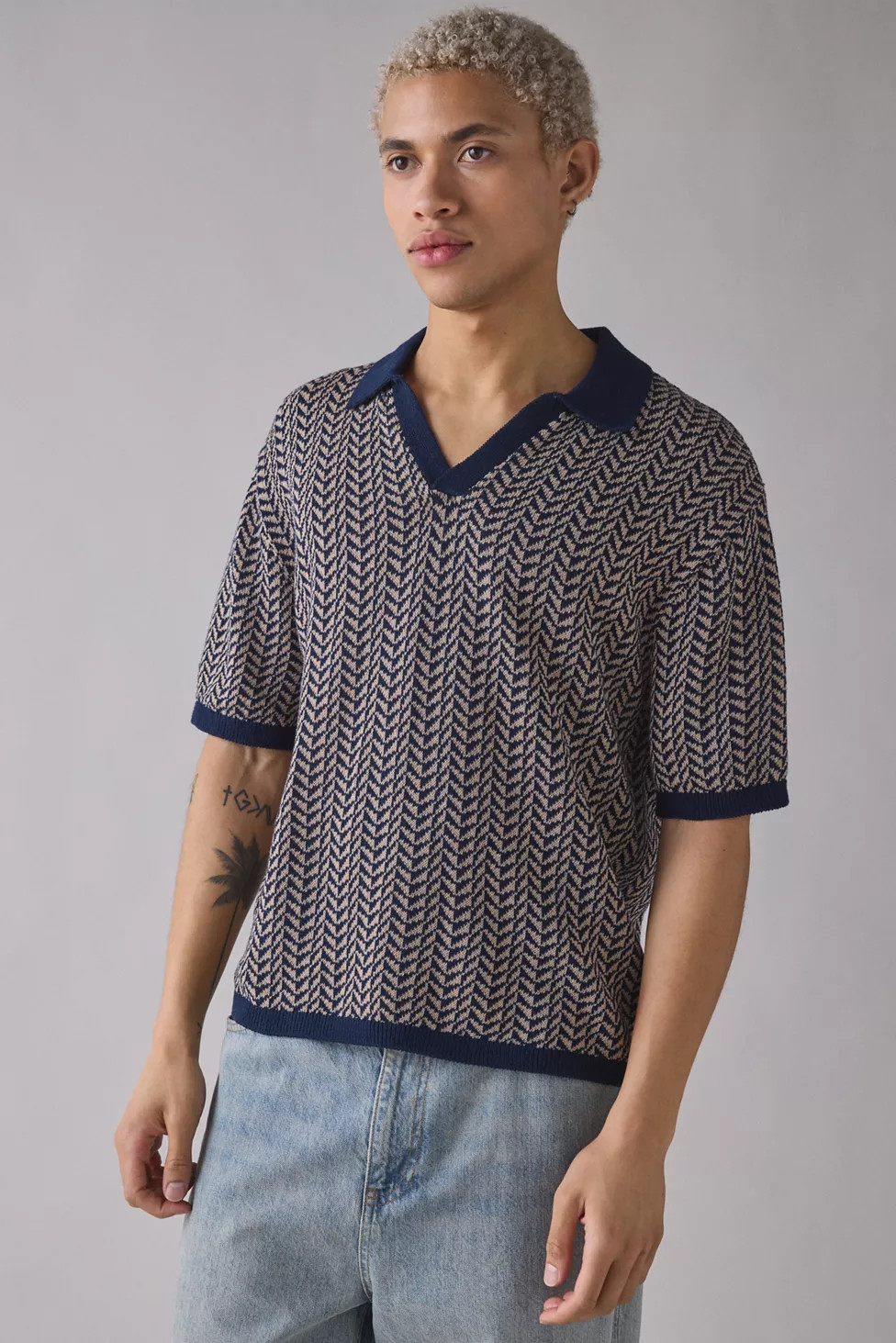 UO Skylor Herringbone Short Sleeve Sweater | Urban Outfitters (US and RoW)