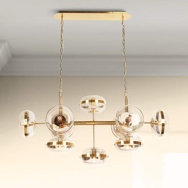 Nottingham 54 1/4"W Ancient Brass 10-Light Island Chandelier - #84J24 | Lamps Plus | Lamps Plus