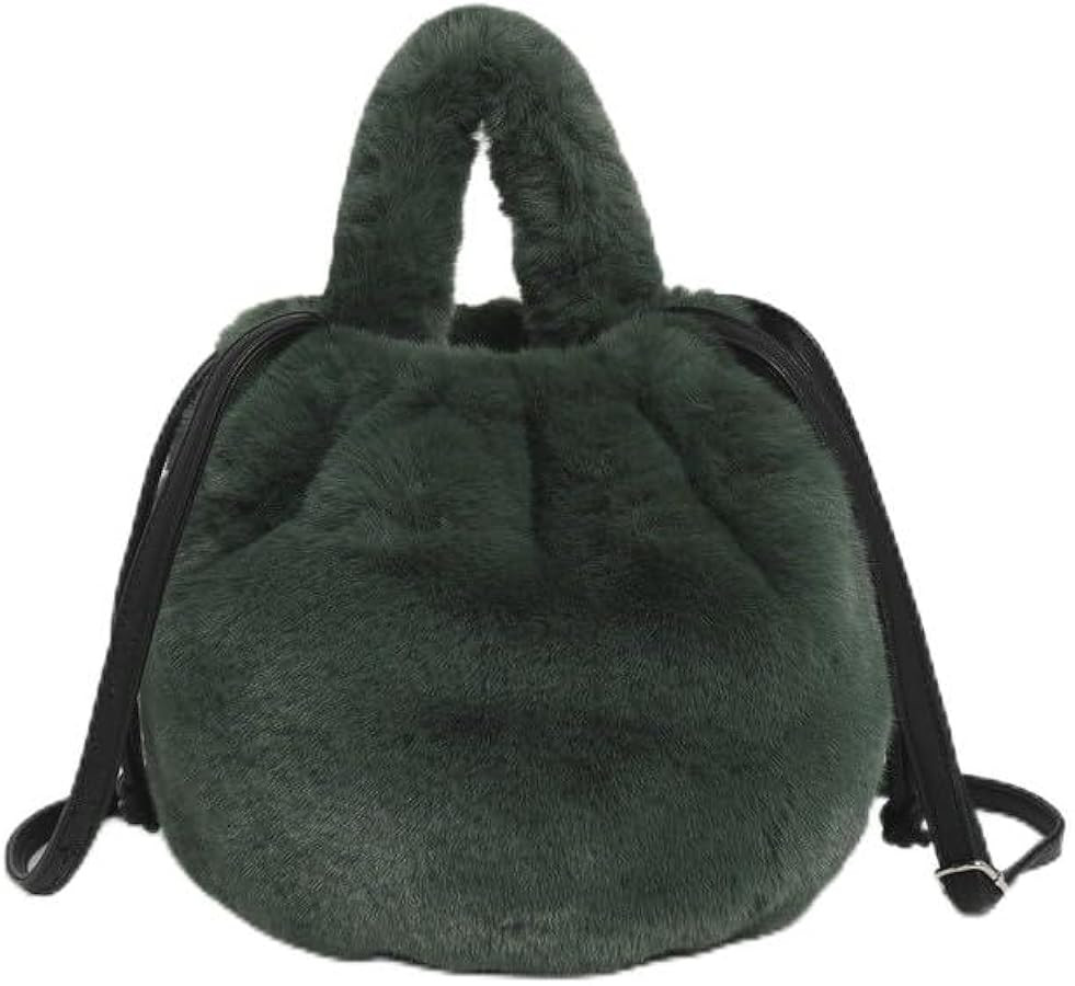 Faux Fur Tote Bag For Women Chic Handbag Furry Drawstring Purse Fluffy Crossbody Bag Winter Fuzzy... | Amazon (US)