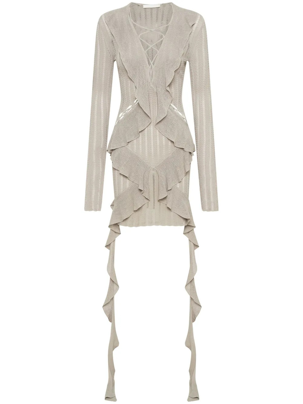 Dion Lee Ruffled pointelle-knit Mini Dress - Farfetch | Farfetch Global