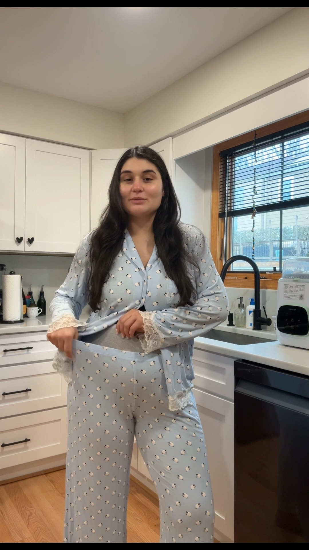 Postpartum lounge set 
Postpartum pajamas 
Easy button down for nursing 
Wearing size M in both top and bottom 
Aerie to pajamas
Winter pjs 

#LTKBaby #LTKmomlife