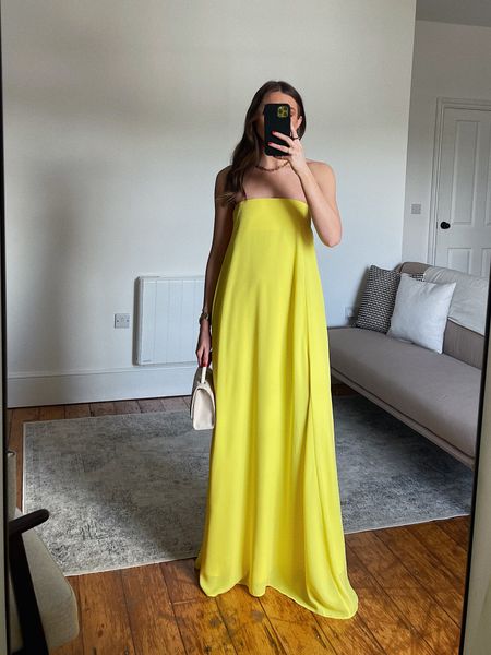 Wedding guest inspiration 
Wearing a size 8 in the bandeau trapeze yellow maxi dress 
I’m 5ft 6

#LTKSeasonal #LTKwedding