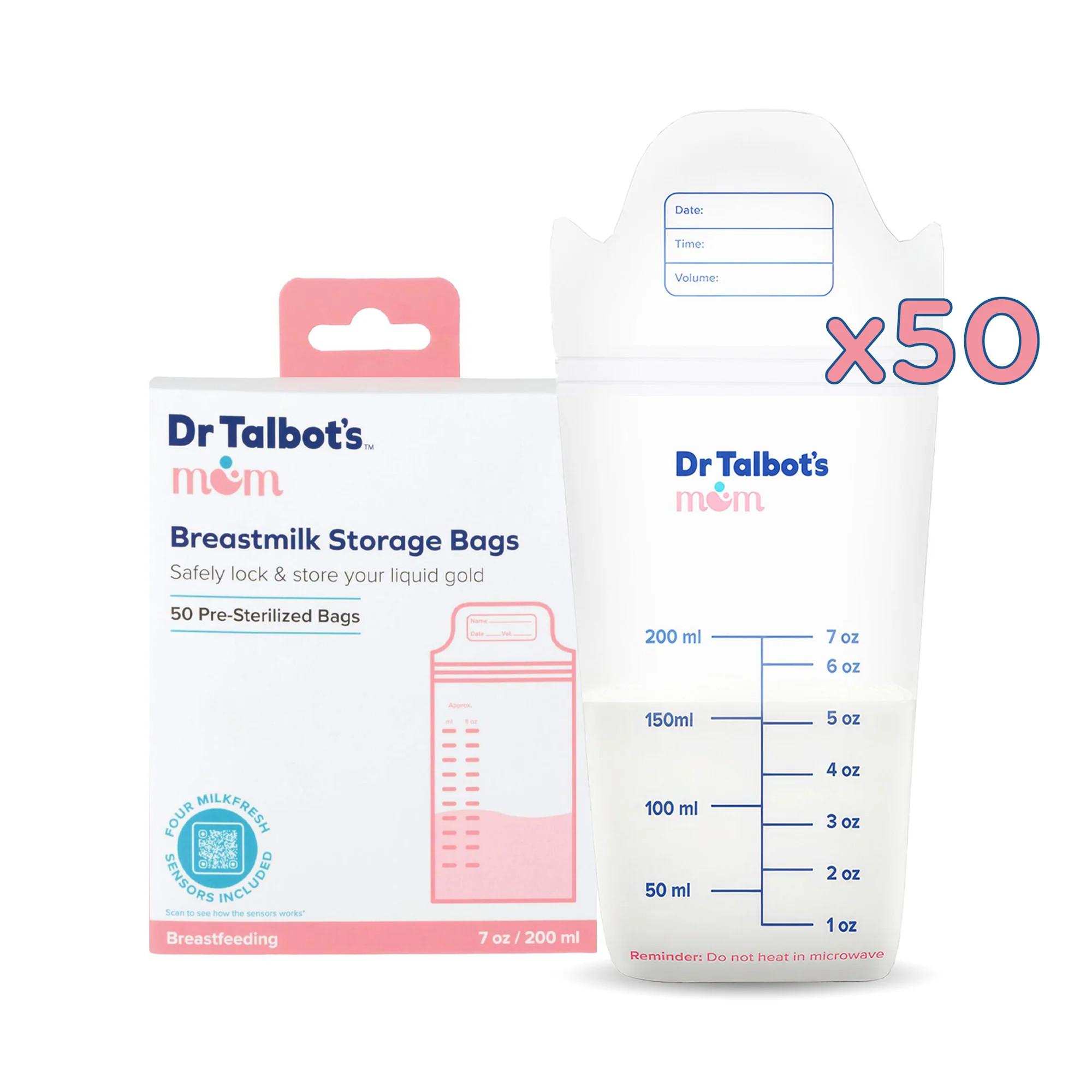 MilkFresh Breastmilk Storage Bags - 50 Count | Dr. Talbot’s (US)